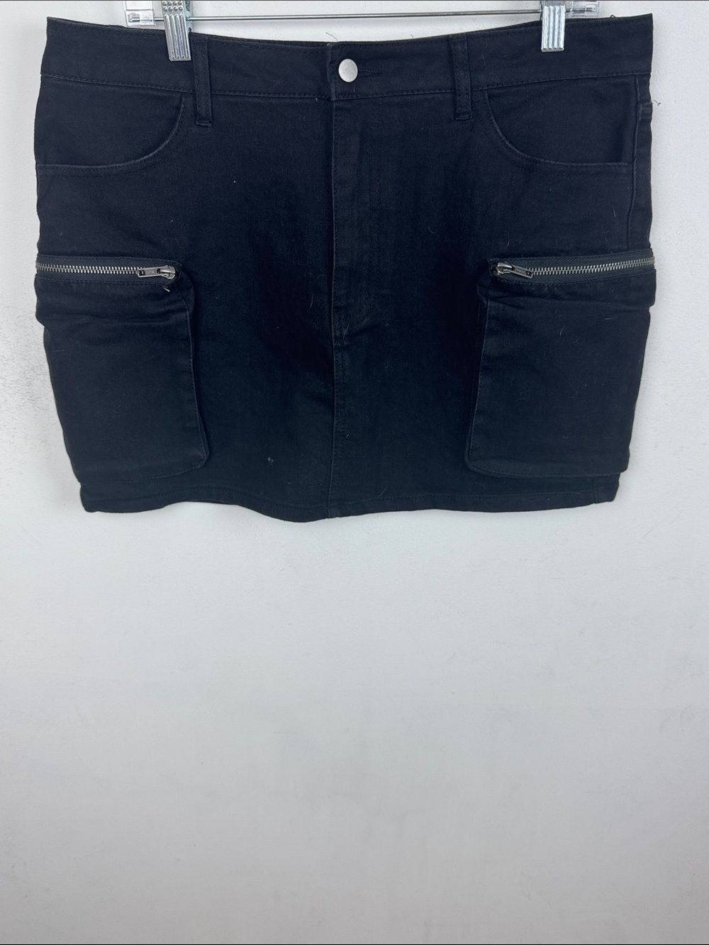 Tinseltown Black Mini Skirt with Zip Cargo Pockets